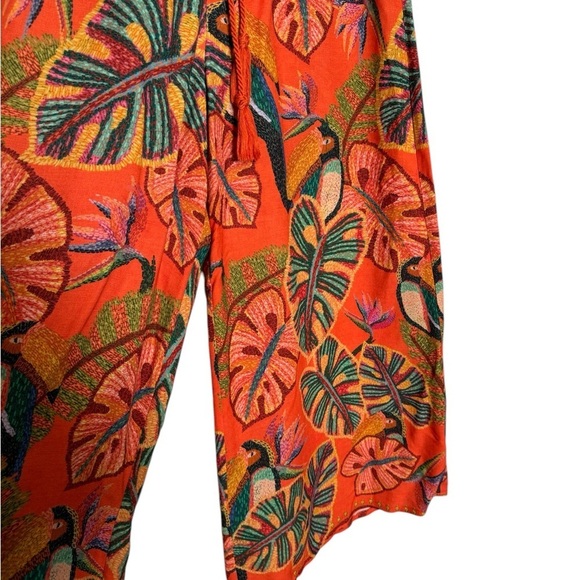 Farm Rio Birdie Orange Wide Leg Pants Size Small - Picture 3 of 9